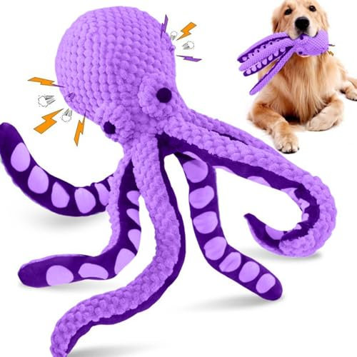 Large Squeaky Dog Toys,Plush Octopus Dog Toys with Soft Fabric - Pet Toys for Small, Medium, and Large Dogs - Puppy Toys to Keep Them Busy