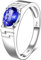 Bishilin Tansanit Ringe Herren Weißgold 750, Hochzeit Ringe Solitär mit 1.2ct Oval Tansanit Verlobungsring Nickelfrei für Männer Gr.57 (18.1)