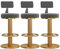 UIOPPOI Moderne Barhocker, 3er-Set, drehbarer Barhocker aus Samt, Barstühle mit Thekenhöhe, höhenverstellbar für die Heimbar, Kücheninselstuhl, Grau + Gold