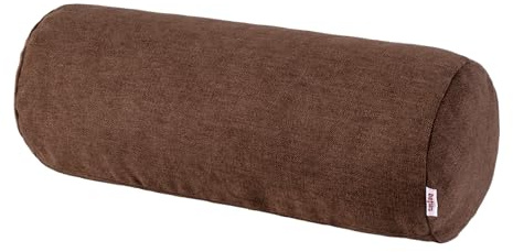 beties Farbton-Serie Nackenrollenbezug ca. 15x40 cm Premium Uni Kissenhülle aus deutschem Unternehmen, Chenille-Haptik in Raumausstatter Qualität - kaffeebohne-braun