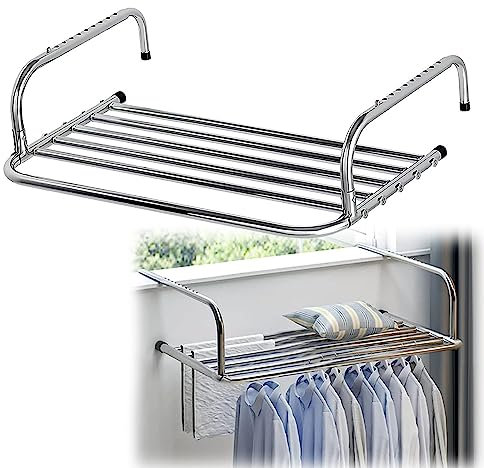 YDkjwjw Asciugatrice sospesa in acciaio inossidabile, stendibiancheria multifunzione per radiatori da balcone, appendini per asciugamani leggeri per interni ed esterni