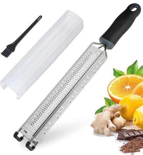 3 in 1 Cheese Grater Zester Citrus Lemon 304 Stainless Steel Zester Versatile Sharp Tool for Parmesan Cheese Ginger Garlic Nutmeg Chocolate Vegetables Fruits 15''
