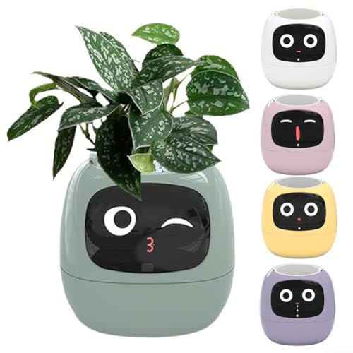 Smart Flowerpots, Smart Gardening Flowerpots with Interactive Display and Autonomous Watering System for Interior Decoration(green)