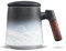 ZENS Tasse à Thé avec Infuseur et Couvercle, 500 ML – Tasse en Céramique Gaufrée pour Thé en Feuilles, Poignée en Bois – Mug avec Filtre pour Amateurs de Thé, noir et blanc