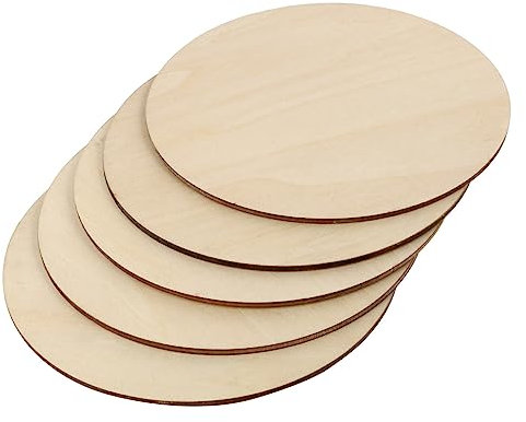 Artibetter 5 Stück Rundbrett leere Untersetzer zum Basteln Kreise Platten Zeichen Planke runden Party runde Holzscheiben rundes Holzbrett Holzspäne selber machen hölzern Khaki