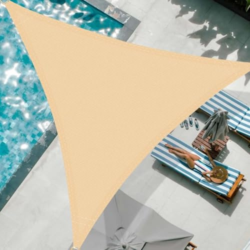 Tenda A Vela Triangolare 6x6x6m Vela Ombreggiante HDPE Traspirante, Protezione Raggi UV 95%, per Feste All'aperto in Terrazza Giardino, con Corda, Beige