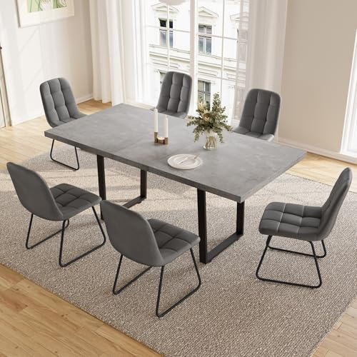 JIEXI Esstisch Mit 4-8 Stühlen Set, Esszimmertisch Ausziehbar, Tisch Esszimmer, Essgruppe Mit 4-8 Stühle, MDF-Platten Holztisch Geeignet Für Wohnzimmer, Küche