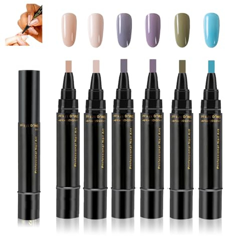 6PCS Polishey Nail Polish Pens UK One Step 3-in-1 Gel Nail Polish Pen Set for DIY & Salon Manicure for Girls Home Manicure 6 Colors