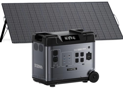 OUKITEL P5000 Plus Estacion de Energia Portatil 3600W con Panel de 500W, 5120Wh Generador Solar, Batería LiFePO4, 15 Porte, Power Station para Camping, Caravana y Emergencias