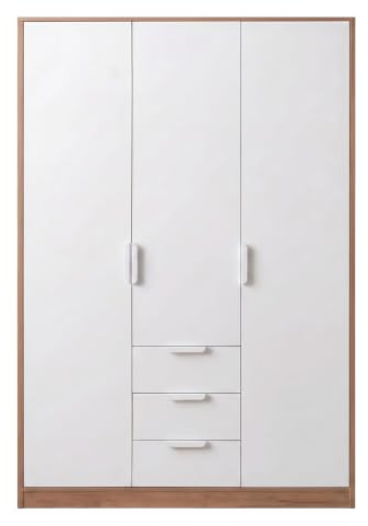 MinteLiv Kleiderschrank 3-türig 120cm Schlafzimmerschrank Weiß Eicheoptik