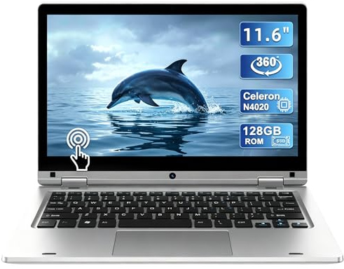 PINSTONE PC portátil táctil 11,6 Celeron N4020 6GB RAM 128GB SSD Convertible 360° - Ligero y compacto para estudio y oficina