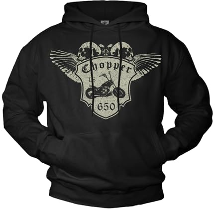 MAKAYA Biker Pullover mit Kapuze Chopper Ls 650 Kapuzenpullover Schwarz Größe M