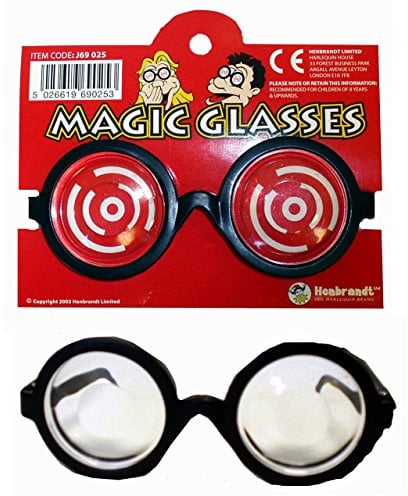 Henbrandt Schwarz Brille, Runde Brille für Erwachsene mit Vergrößerungslinsen für Nerd Geek Joke Carnival Kostümbrille Unisex Kostümzubehör, Nerd Mottoparty Verkleidung