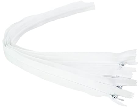 LEDUC (unsichtbar Reißverschluss, Kunststoff, weiß, 60 cm, 5-teilig
