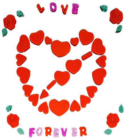 alles-meine.de GmbH 3 * je 46 TLG. Set: Gel Sticker - Herzen - Love Forever/Liebe - z.B. für Gläser, Fenster, Glas, Spiegel - Badezimmer - wasserfest - selbstklebend Wandst..