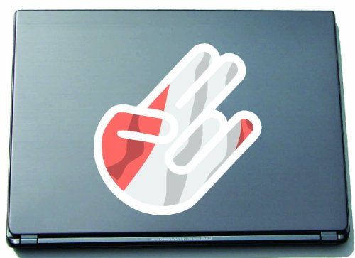 INDIGOS UG The Shocker Hand - Laptopaufkleber/Laptopskin/Aufkleber Decal Sticker - 210x152 mm - weißer Umriss mit Fahne/Flagge - Peru-Peru