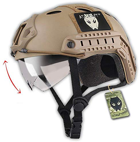 ATAIRSOFT Airsoft Helm Tactical SWAT Army Militärstil Helm PJ Typ Fast Combat mit Schutzbrille Airsoft Ausrüstung Maske für CQB Schießen Airsoft Paintball