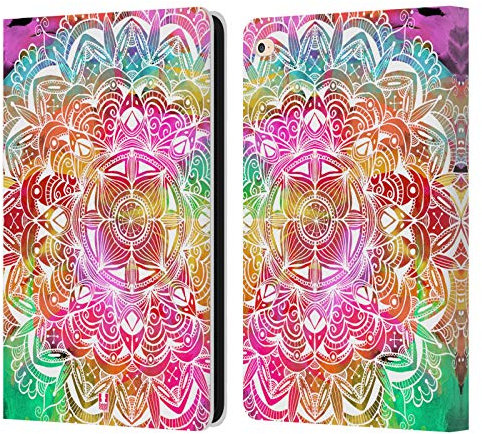 Head Case Designs Acuarela Garabatos de Mandala Carcasa de Cuero Tipo Libro Compatible con Apple iPad Air 2 (2014)