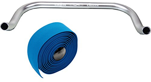 Bullhorn Fixie Singlespeed Lenker Silber mit Lenkerband (blau, 440 Millimeter)