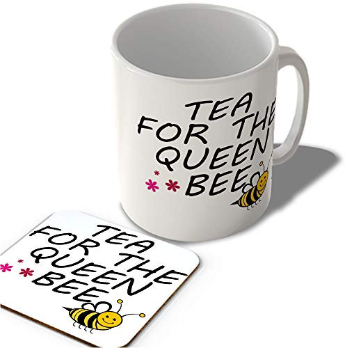 McMug - Tea for The Queen Bee - Mug and Coaster Set, Ceramic, 11fl.oz.