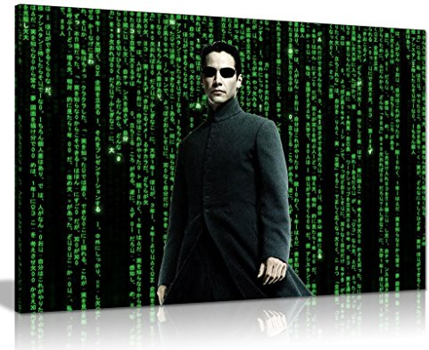 The Matrix Movie Neo Source Code Green And Black Background Canvas Wall Art Picture Print (18X12)