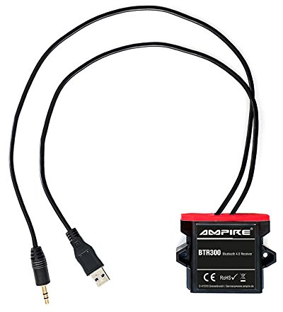 AMPIRE BTR300 universal Bluetooth-Adapter zum Musikstreaming mit Auto-Remote (wasserdicht, 3,5mm Klinke + USB) perfekt für Kfz/Auto/Home Hi-Fi/Boot/Marine