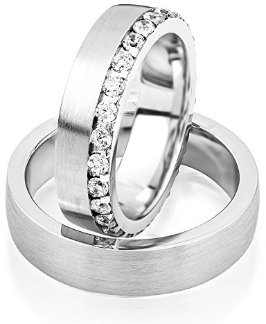 2x Palladium Eheringe Partnerringe Trauringe Verlobungsringe inkl. Gravur und Steine PDJC21-585