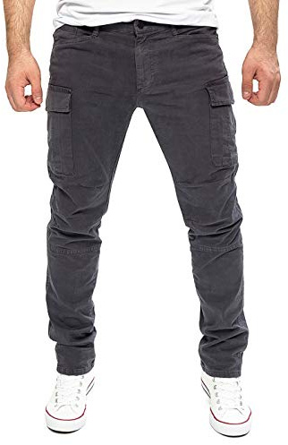 Yazubi Jayden - Baumwoll Herrenhose - Graue Herren Cargo Hosen - Männer Cargohosen Slim Fit, Grau (Nine Iron 193908), W28/L30