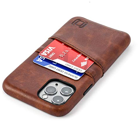 Dockem Wallet Case for iPhone 11 Pro: Built-in Metal Plate for Magnetic Mounting & 2 Credit Card Holder Slots (5.8 Exec M2, Synthetic Leather, Brown)