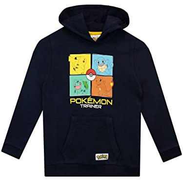 Pokémon Pokemon Pullover | Pikachu Hoodie Jungen | Bisasam Glumanda Schiggy | Gaming Kapuzenpullover für Jungs Kleidung für Kinder Mehrfarbig 134