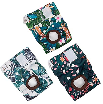 CuteBone 3 Stück Wiederverwendbare Hundewindeln, Hochsaugfähige Premium-Windeln für Hündchen, Umweltfreundliche Damenbinden Höschen für weibliche Haustiere D39XL-DE