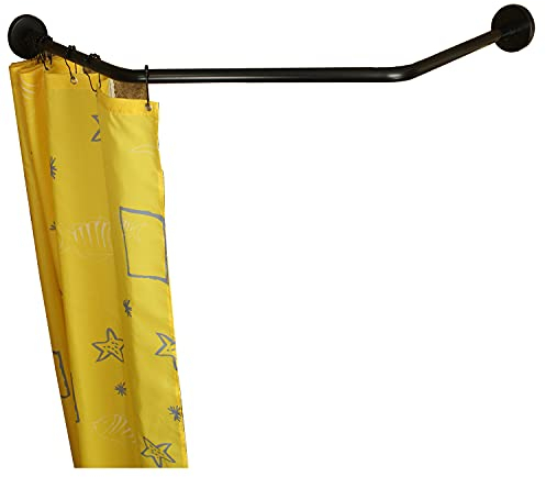 Rautenförmige Duschvorhangstange (beide Seiten: 43–65 cm, Mitte: 51–66 cm), dehnbares Eckgestell aus echtem 304er Edelstahl für Badezimmer und Badewanne, schwarz