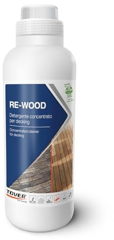 Tover, Re-Wood, Detergente Concentrato Per Decking, Rimuove Sporco, Grasso e Vecchie Finiture, Non Necessita di Levigatura, Formato da 1L