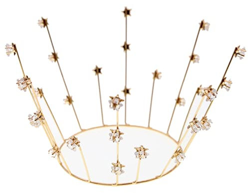 JORCEDI Queen Tiara Crown Birthday Cake Topper Decoration Crystal Children Hair Ornaments for Wedding Birthday Baby Shower Party Cake Decoration Golden Star