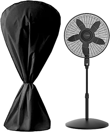 BOSKING Electric Fan Dust Cover 420D Heavy Duty Standing Round Fan Cover Washable All Electric Fan Sleeve Waterproof Dustproof Protective Cover for Pedestal Stand Fan Floor Fan - Black (Black)