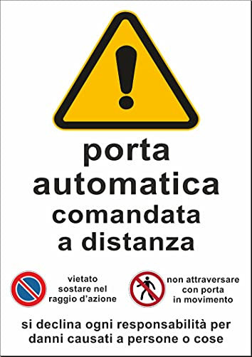Pubblimania PORTA AUTOMATICA Cartello in Alluminio neobond per esterno - interno, ideale davanti un garage spessore 3 mm Cm 20x30.