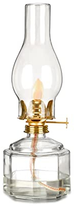 amanigo Transparente Glasöllaterne - Winddichter Lampenschirm Haushalt Hurrikan-Lampe - traditionelle retro antike Kerosinlampe Stromausfall Square Basis Glasöl kann Notlicht