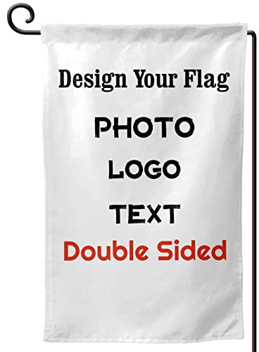 Personalised Flags Double Sided Customised Garden Yard House Square Flag for Indoor Outdoor, DIY Banner Sign with Your Own Design Photo Logo Text, Small/Mini Flag - 18x 12.5/32x48cm