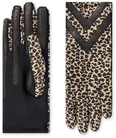 Isotoner Spandex-Touchscreen-Handschuhe für Damen mit warmem Fleecefutter und Chevron-Details