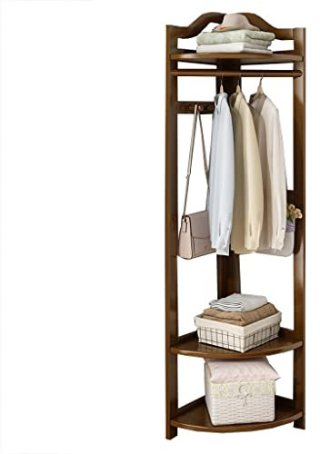 GIZNXBA Porte Manteau Arbre sur Pieds en Bois, Portant À Vêtements d'angle avec Rangement pour Chaussures, Porte-Manteau d'angle avec avec Étagère À Chaussures, pour Bureau (Color : Brown)