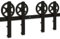 Schiebetürbeschlag Doppeltür 366cm Schiebetüren Schiebetürsystem Komplettset Laufschiene Rollen Set Schwarz für 2 Holztür 91cm Breit, Große Rolle in I-Form