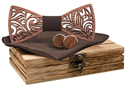 Mr.Van Hölz Fliege Herren, Handgearbeitete Natürliche Klassische Mode Hölzerne Krawatte Fliege für Hochzeiten, Aufführungen, Abschlussball