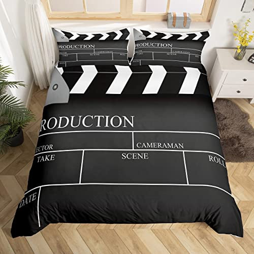 Set di biancheria da letto vintage per ragazze ragazzi bambini cinema a tema trapunta a tema filmstrip copripiumino copripiumino per letto singolo di biancheria da letto 3 pezzi