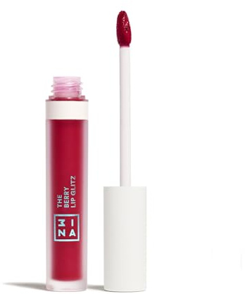 3INA MAKEUP - The Berry Lip Glitz - Rot Flüssiglippenstift - Perlglanzpigmente - Von Mattem in Glitzerndes Finish - Hohe Deckkraft - Cremigen Formel - Vegan - Cruelty Free