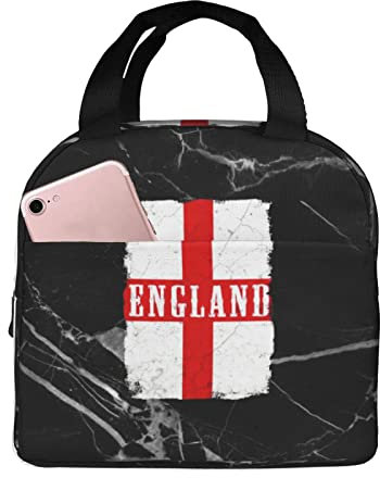 Lsjuee Vintage Flag England Lunch Bags, Insulated Lunch Box Lunch Tote Bag Picnic Bag for Women Mens Boy Girl Work Office
