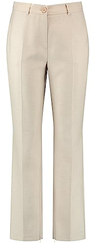 Gerry Weber Damen Schicke Hose mit Reißverschluss am Saum unifarben reguläre Länge Desert 46