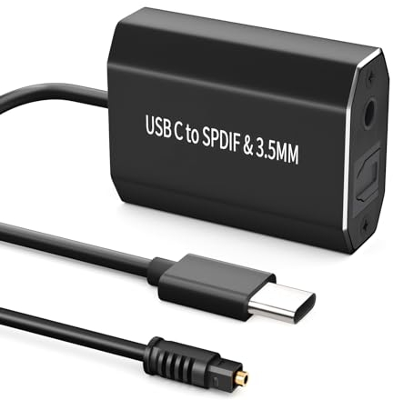 Ozvavzk Adaptador De Cable De Audio Óptico USB Tipo C a Toslink+3.5 mm,4/3 Spdif Adaptador para Macbook Pro/Air Mac Pro/Mini Laptop Samsung