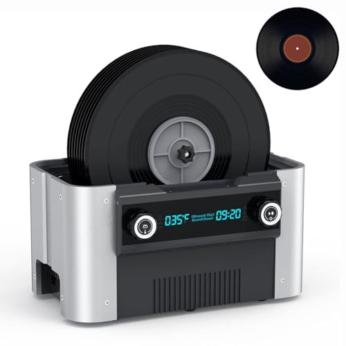 Limpiador ultrasónico de discos de vinilo de 6 litros, máquina de limpieza ultrasónica de giro automático, sistema de limpieza de discos de vinilo con sincronización de 6 segmentos y control de
