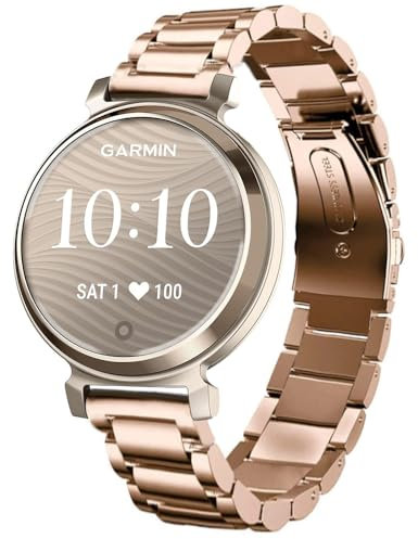 Blueshaweu Bracelet Compatible with Garmin Lily 2, Classic Stainless Steel Watch Strap for Garmin Lily 2 Smartwatch, Rose Gold