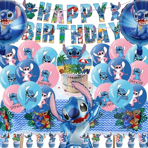 Geburtstagsballons Deko, Party Dekoration Ballons, Folienballon Geburtstag, Cartoon Cake Topper, Happy Birthday Banner, Tischdecke, Cartoon Party Luftballon für Geburtstagsfeier